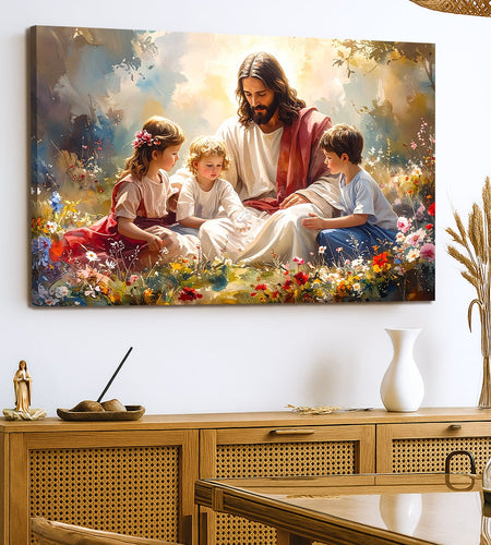Jesus With Children Faith Wall Art II