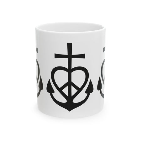 Faith, Love & Peace Ceramic Mug — Uplifting Christian Coffee Cup (11oz/15oz)
