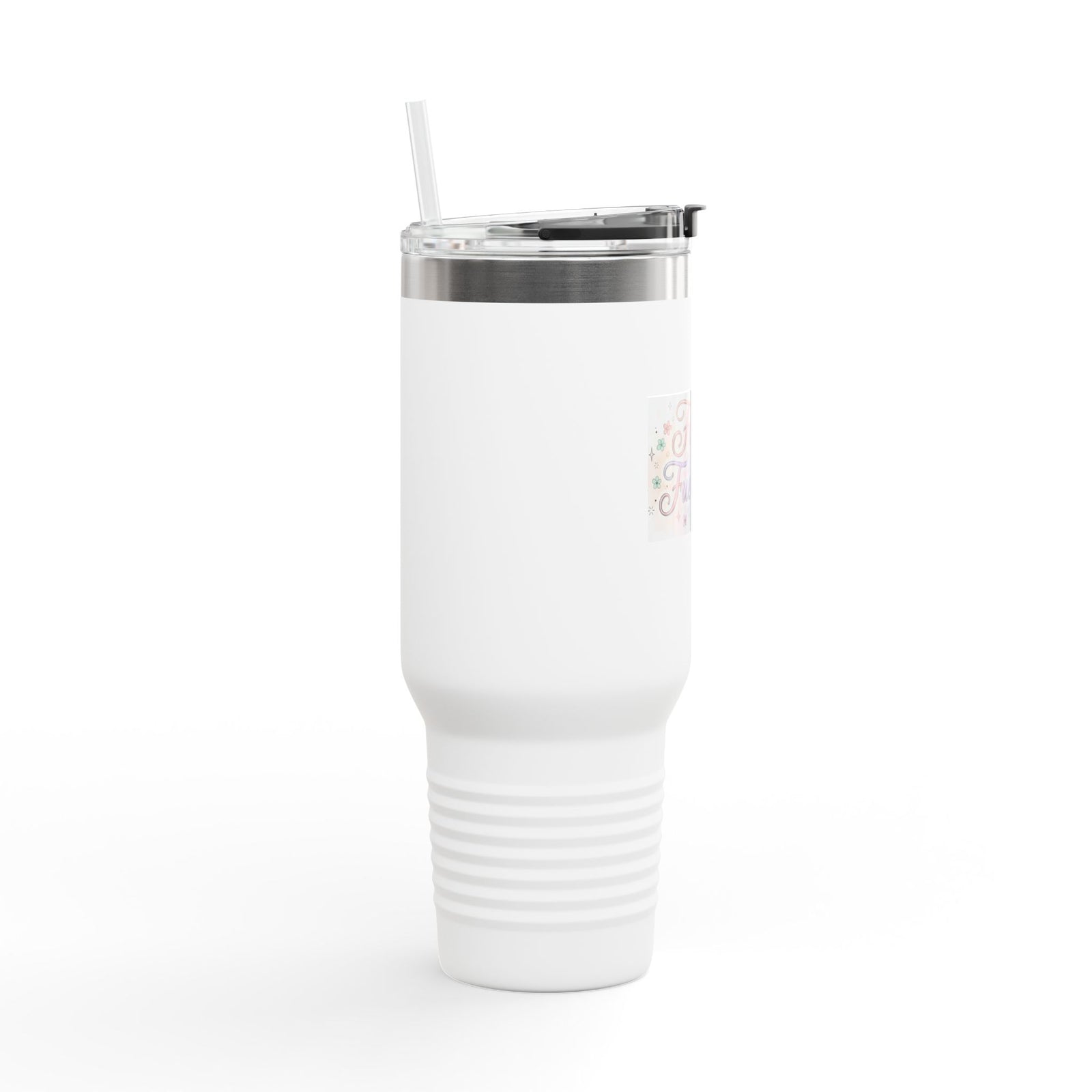 40oz Insulated Travel Mug — "Faith Fuels Me" Inspirational White Tumbler