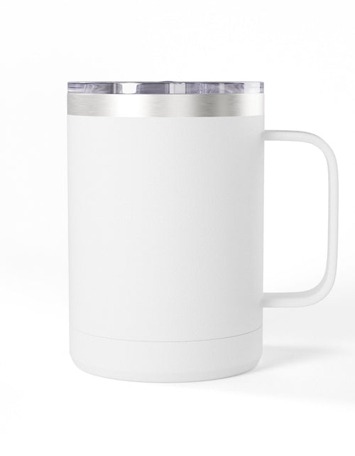 Load image into Gallery viewer, 15oz Insulated Coffee Tumbler Mug — "Faith Fuels Me" Pastel Star Design
