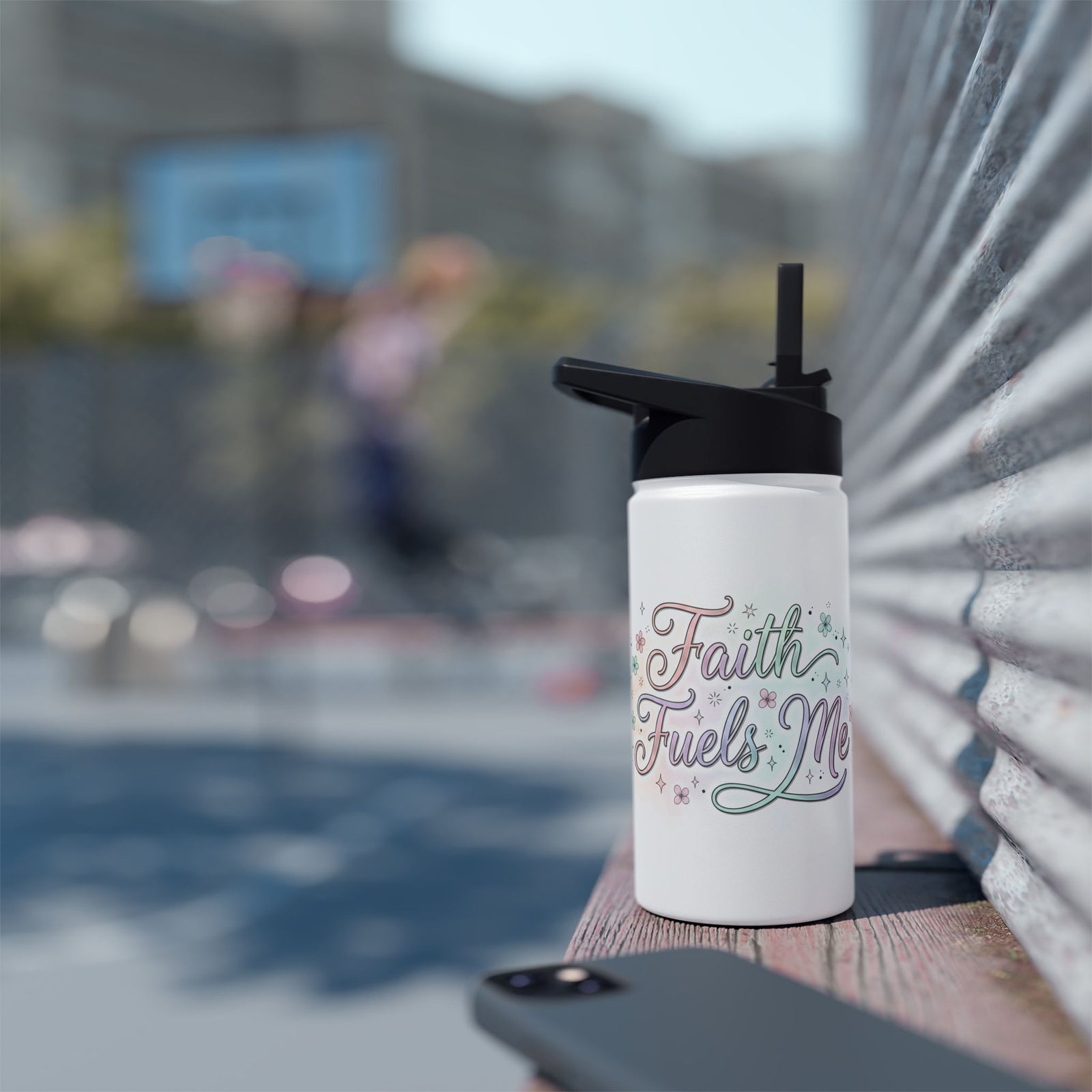 Faith Fuels Me Stainless Steel Water Bottle — Inspirational Pastel Travel Bottle