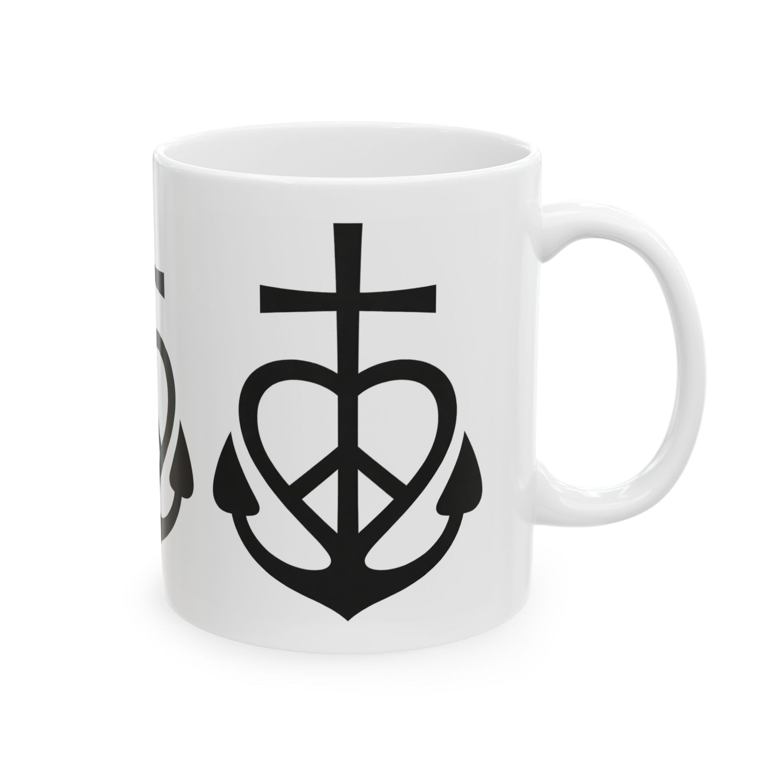 Faith, Love & Peace Ceramic Mug — Uplifting Christian Coffee Cup (11oz/15oz)
