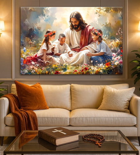 Jesus With Children Faith Wall Art IX