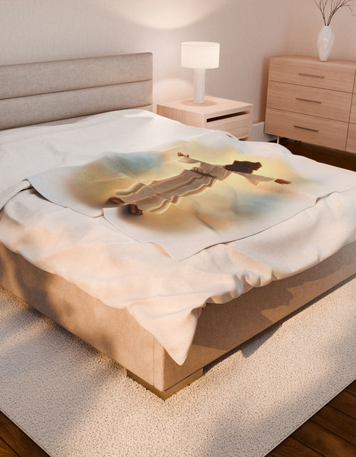 Load image into Gallery viewer, Jesus Hugs Velveteen Plush Blanket — Comfort Throw Blanket (Faith, Warmth &amp; Love)
