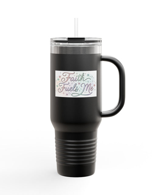 Load image into Gallery viewer, 40oz Insulated Travel Mug — "Faith Fuels Me" Inspirational White Tumbler
