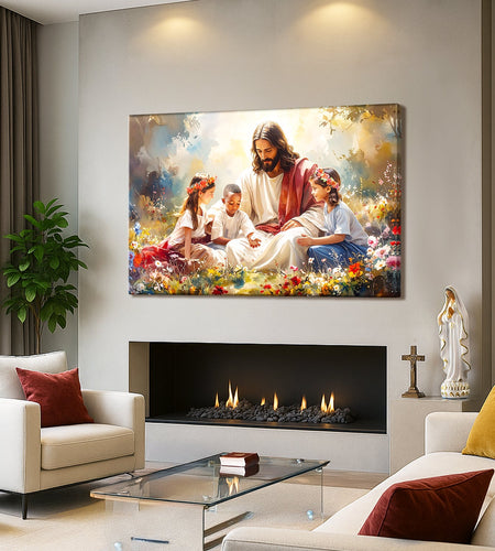 Jesus With Children Faith Wall Art IX