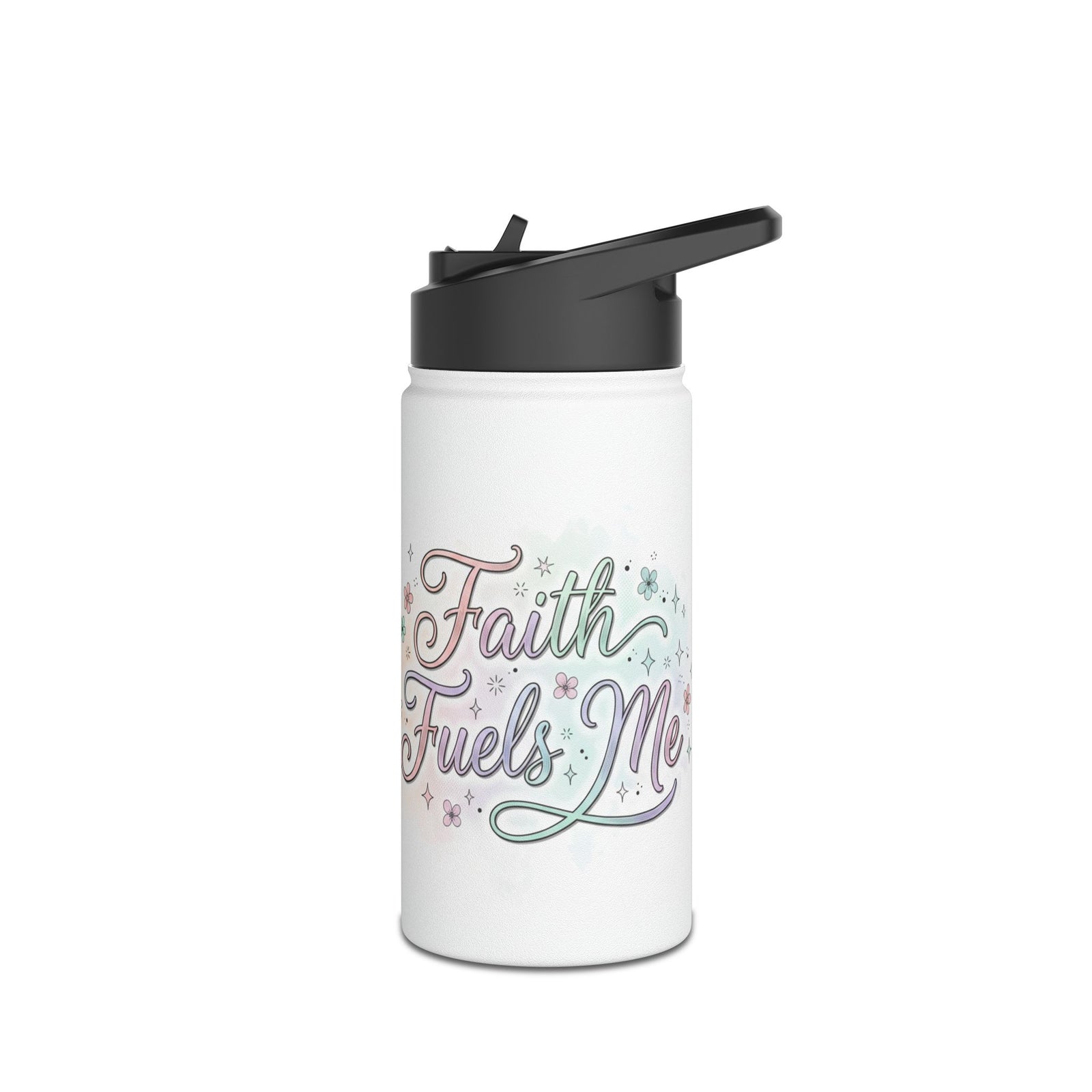 Faith Fuels Me Stainless Steel Water Bottle — Inspirational Pastel Travel Bottle