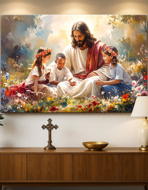 Load image into Gallery viewer, Jesus With Children Faith Wall Art IX
