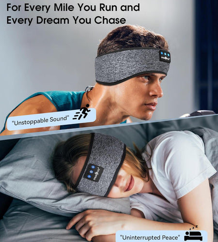 Sleep Headphones Bluetooth 5.2 Headband Headphones, Wireless Earphones Music Sleep Earbuds for Side Sleepers Sleeping Eye Mask for Women Men Workout Running Cool Unique Gifts