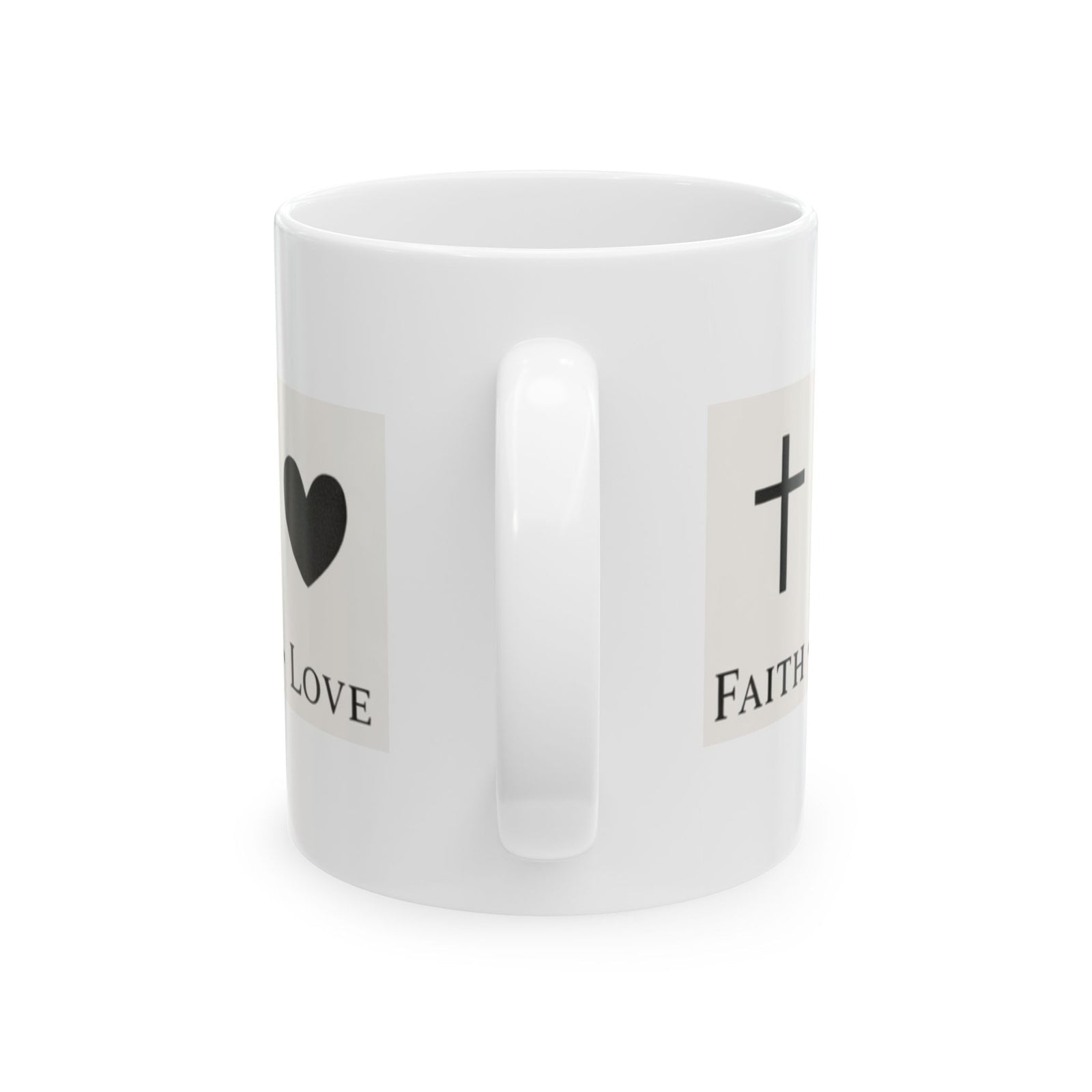 Faith Hope Love Ceramic Mug — Inspirational Cross & Anchor Coffee Cup (11oz, 15oz)