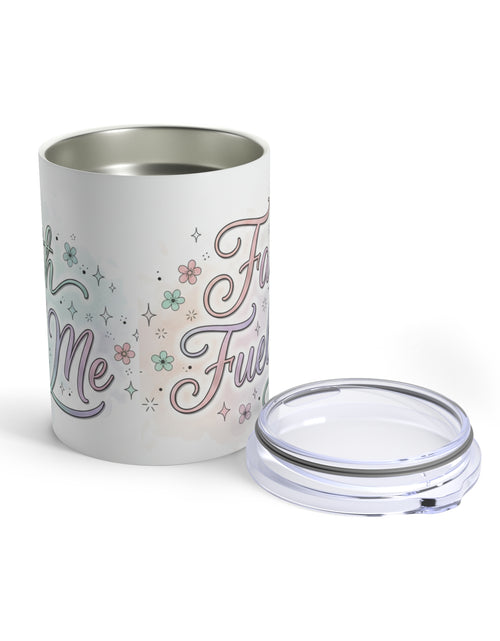 Load image into Gallery viewer, 10oz Insulated Tumbler — Pastel Floral "Faith Fuels Me" inspirational Travel Cup
