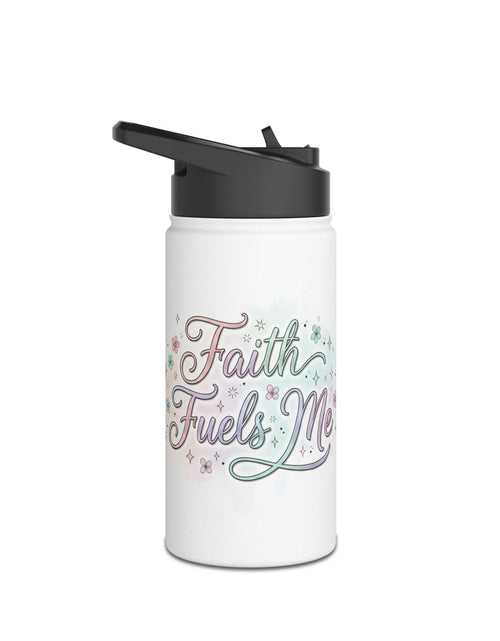 Load image into Gallery viewer, Faith Fuels Me Stainless Steel Water Bottle — Inspirational Pastel Travel Bottle
