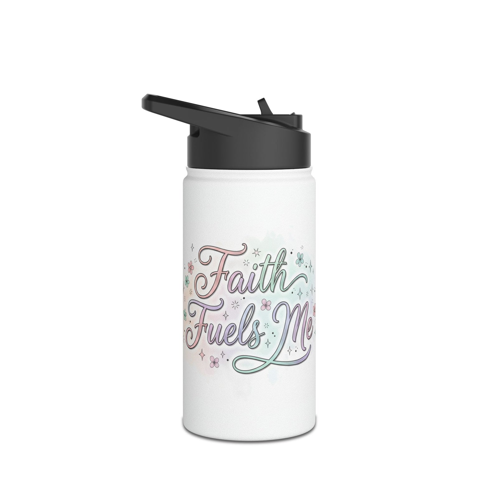 Faith Fuels Me Stainless Steel Water Bottle — Inspirational Pastel Travel Bottle
