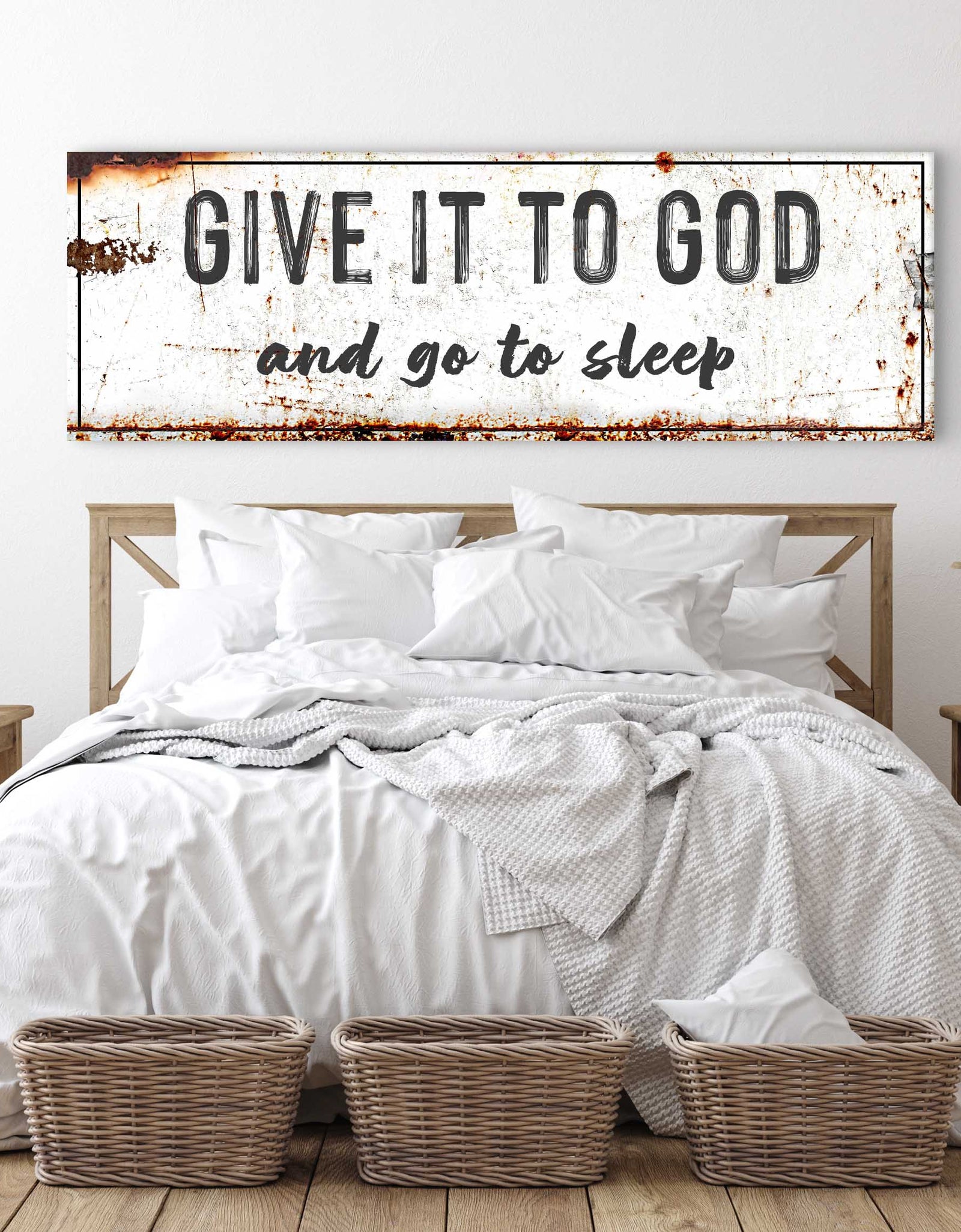 Give It to God and Go to Sleep – Rustic Christian Wall Art for Peaceful Nights